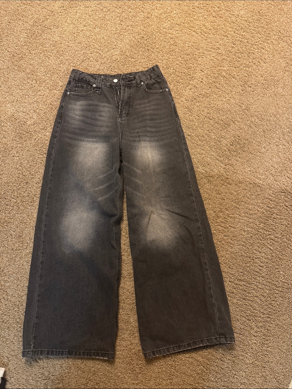 Wide Leg Baggy Mens Jeans - Washed Black